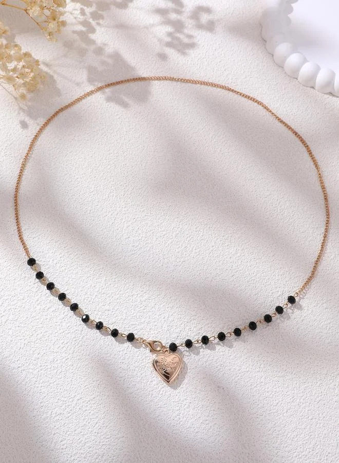 تايك تو عقد بنمط Y مع خرز ومدالية قلب